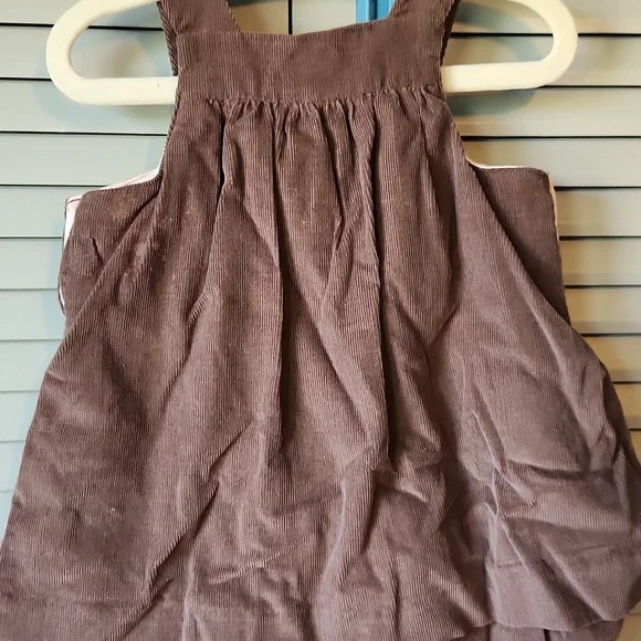 Jacadi Paris Dark Brown Jumpsuit with Pink Floral Embroidery - Picture 8 of 11